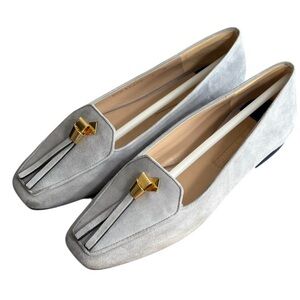 Stuart Weitzman Lilac/ Light Blue Suede Kiltie Tassel Loafers Women's 8 M